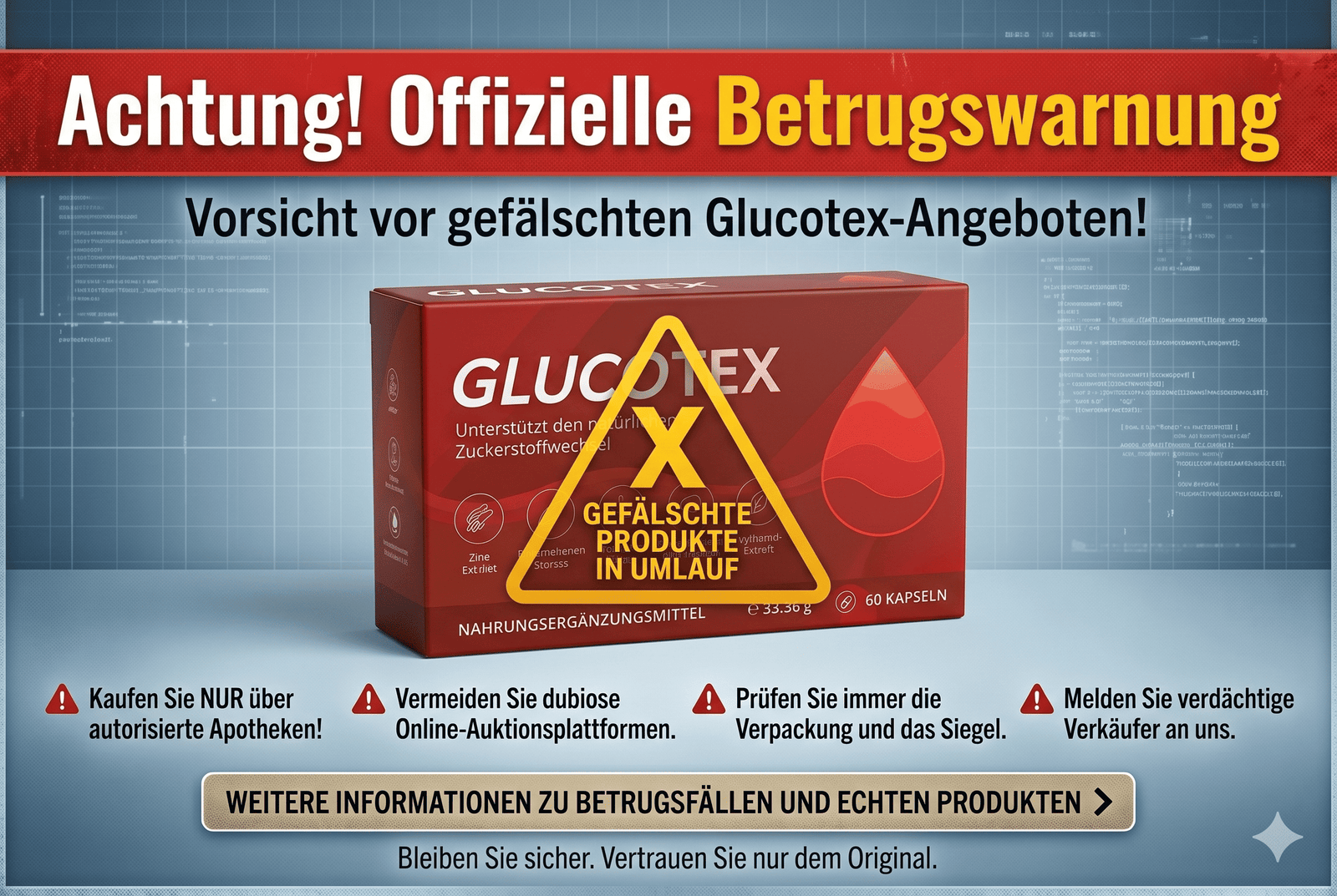 Glucotex Betrugs-Warnung